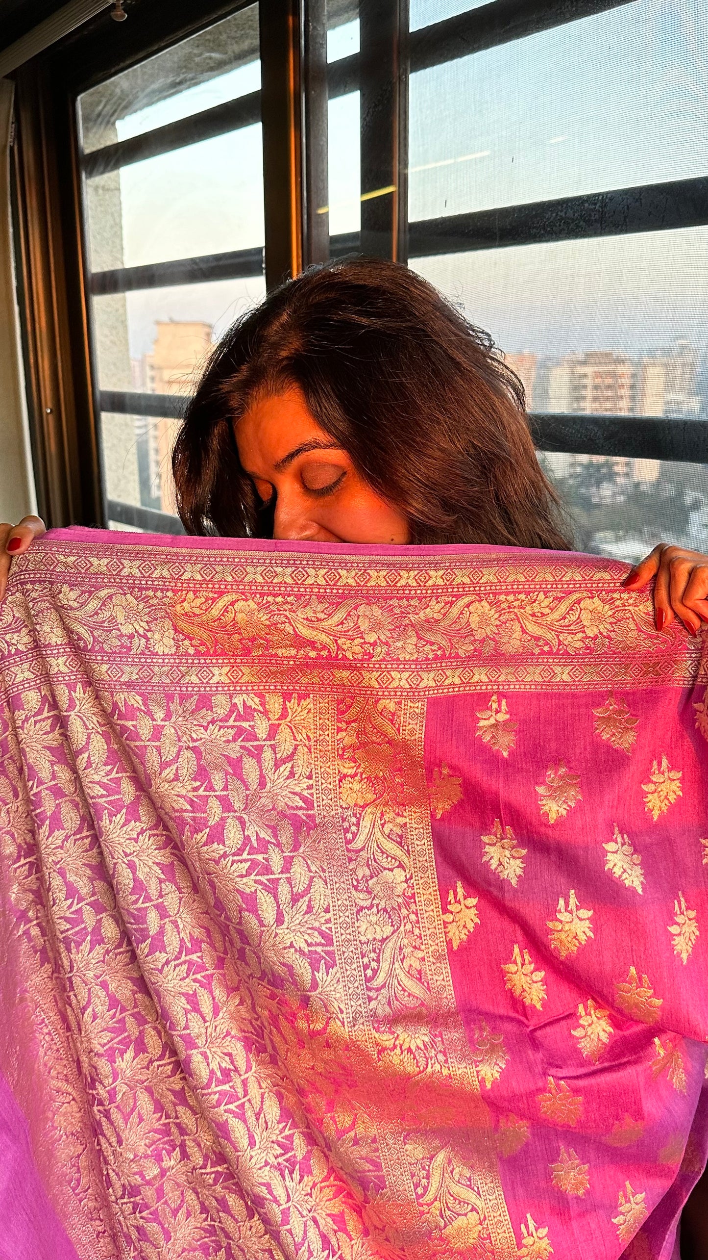 Purple Pure Moonga Silk Saree