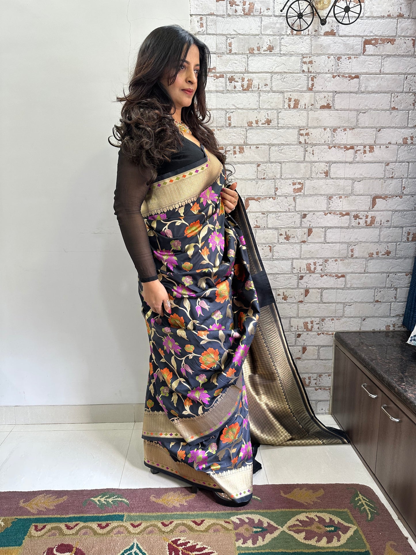 Black Katan Silk Naina Saree