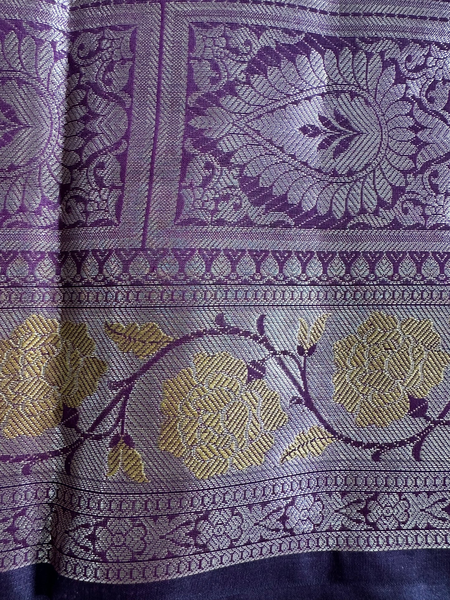 Deep Purple with Gold Cotton Saree