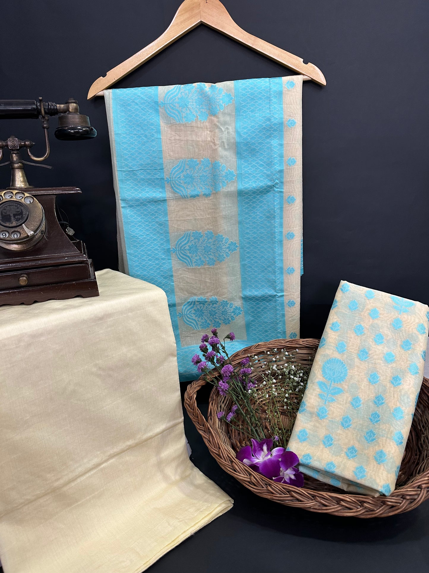 BANARASI COTTON SUIT SET- BLUE