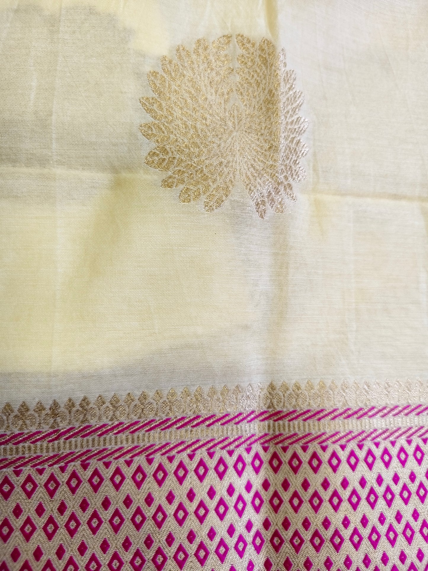 Pastel Yellow Banarasi Cotton Suit Set