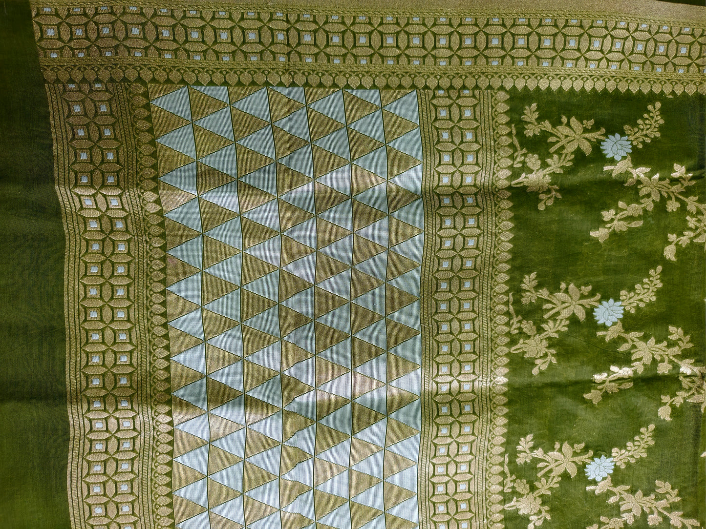 Olive Green Banarasi Cotton Suit Set