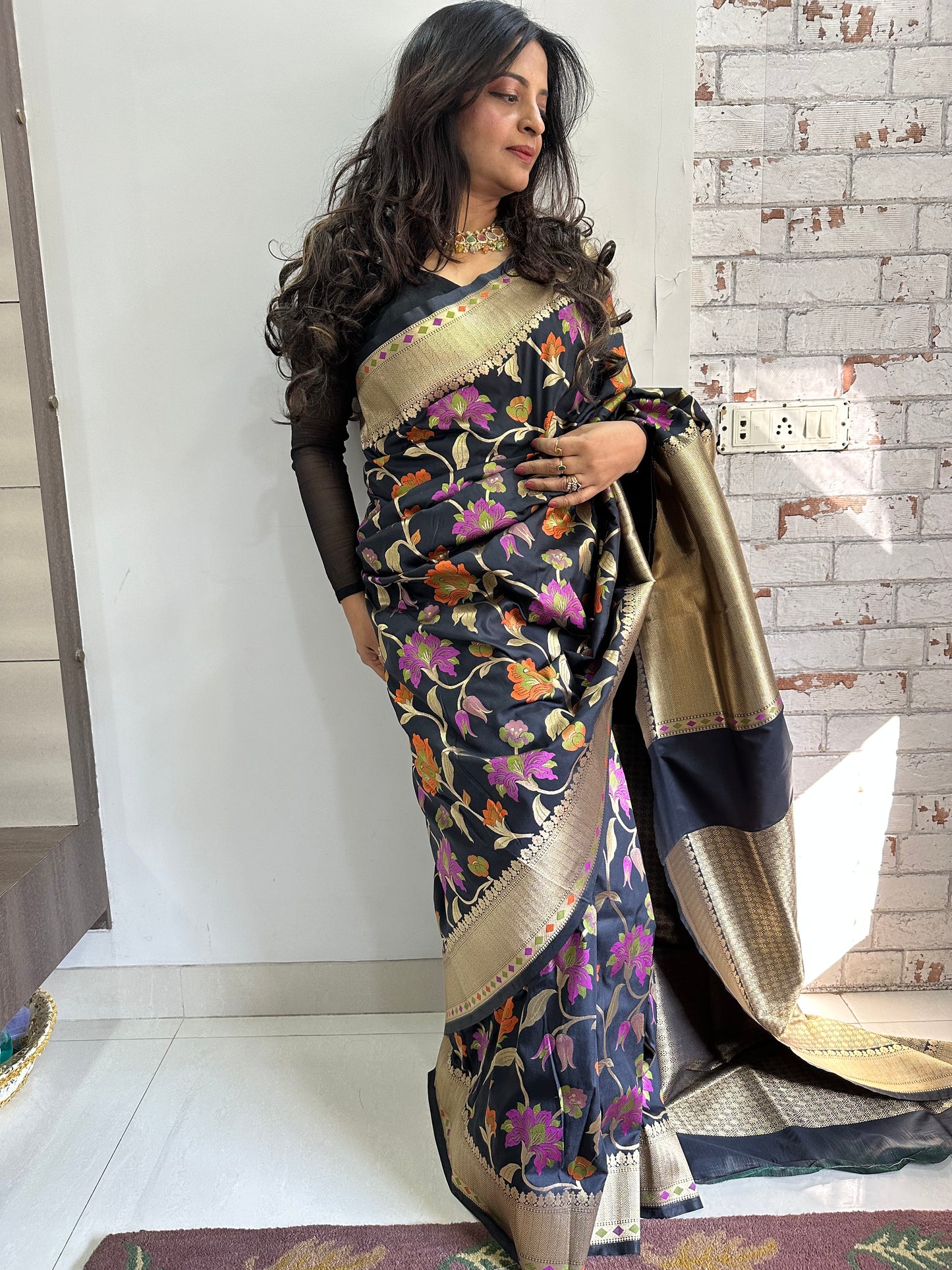 Black Katan Silk Naina Saree