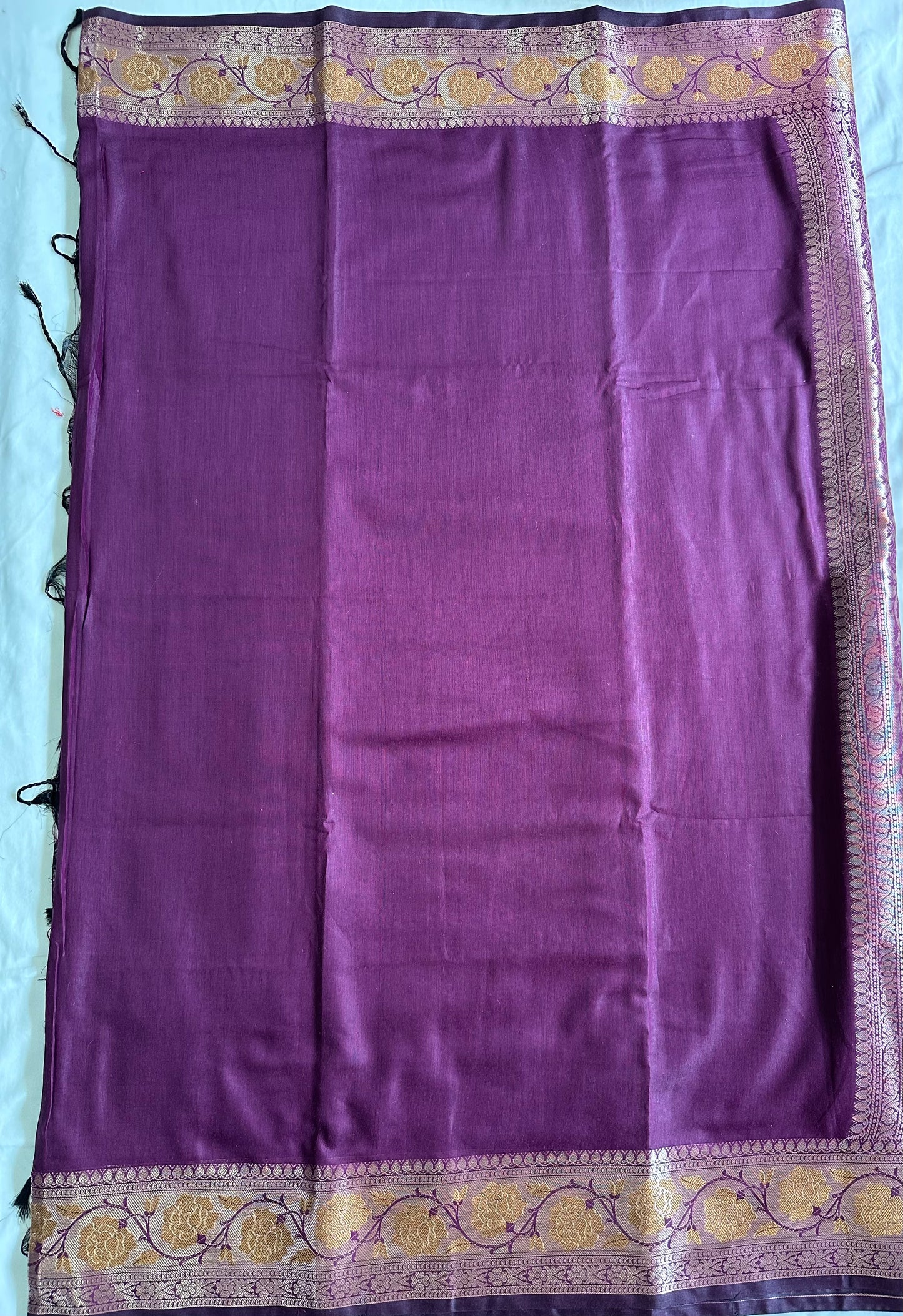 Deep Purple with Gold Cotton Saree