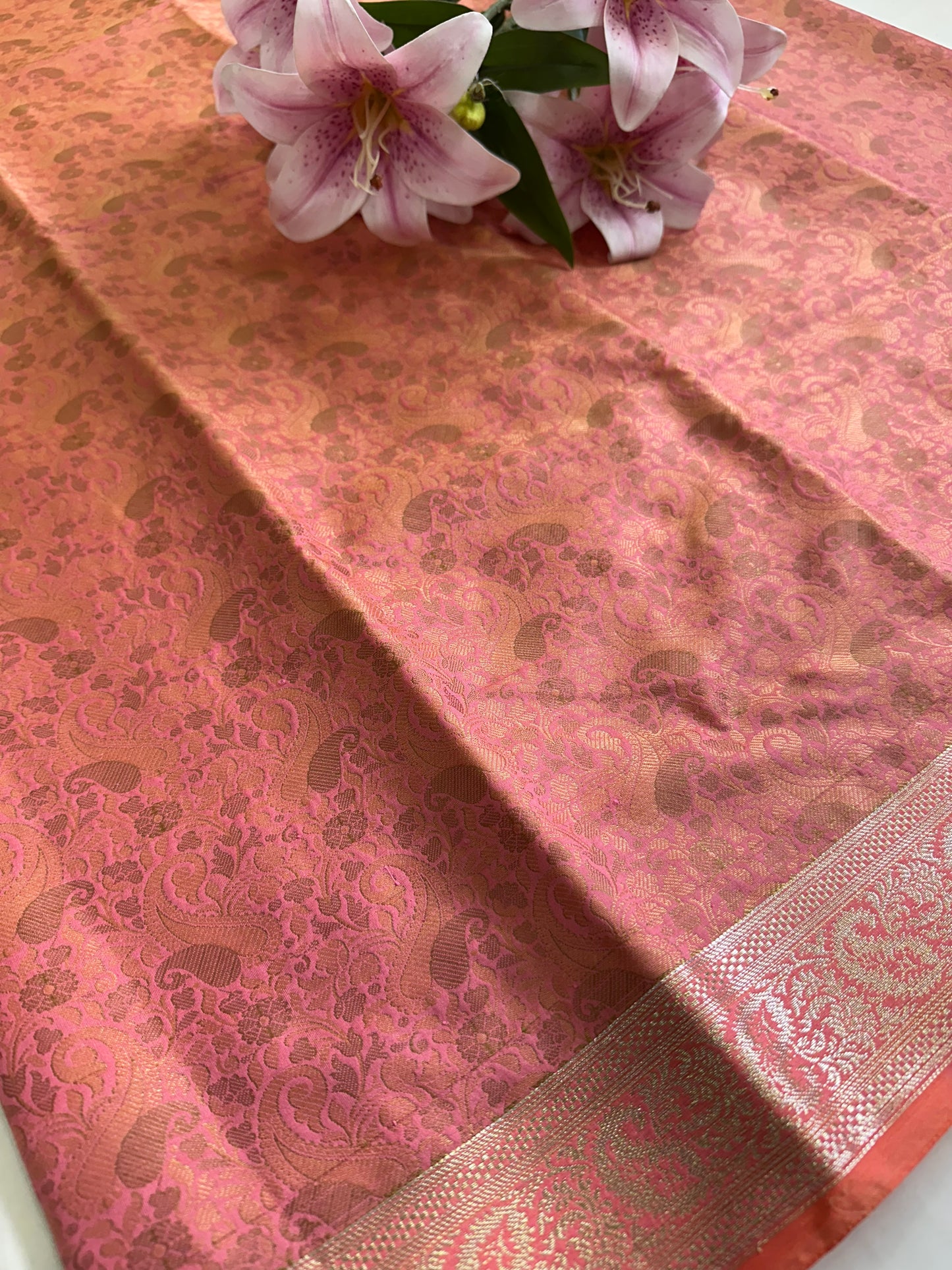 Pink Paisley Tanchui Saree