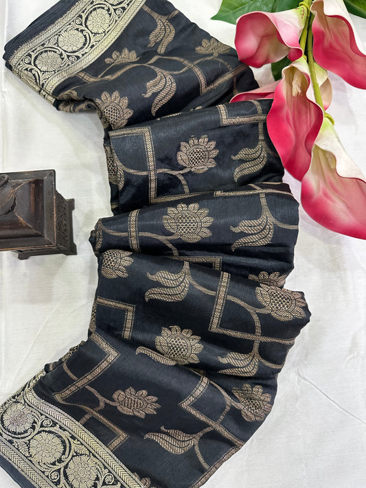 Black Kheecha Silk Saree