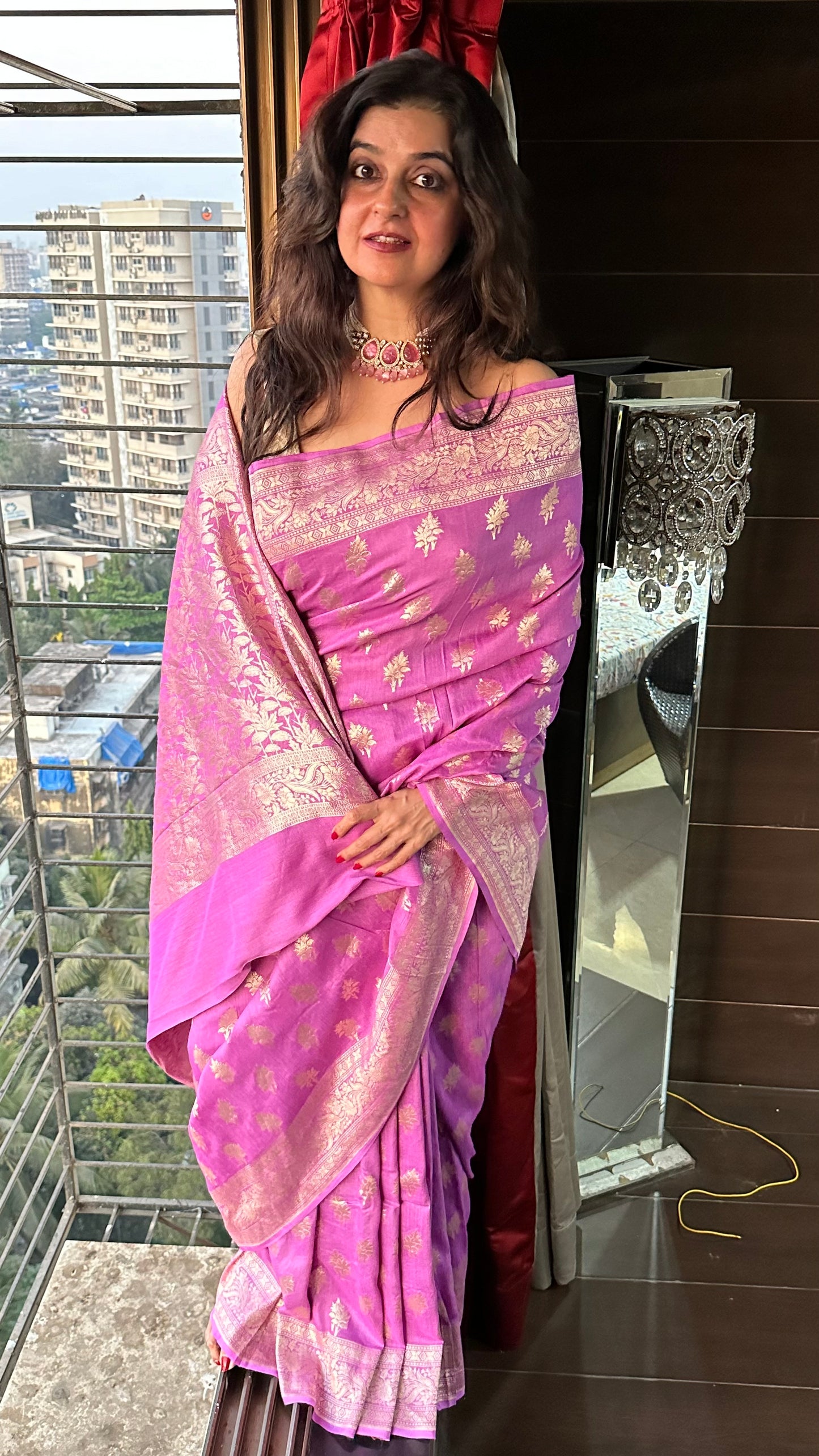 Purple Pure Moonga Silk Saree