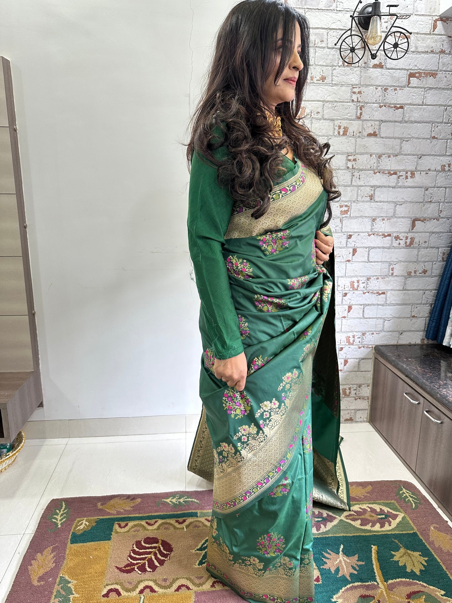 Green Banarasi Katan Silk Saree