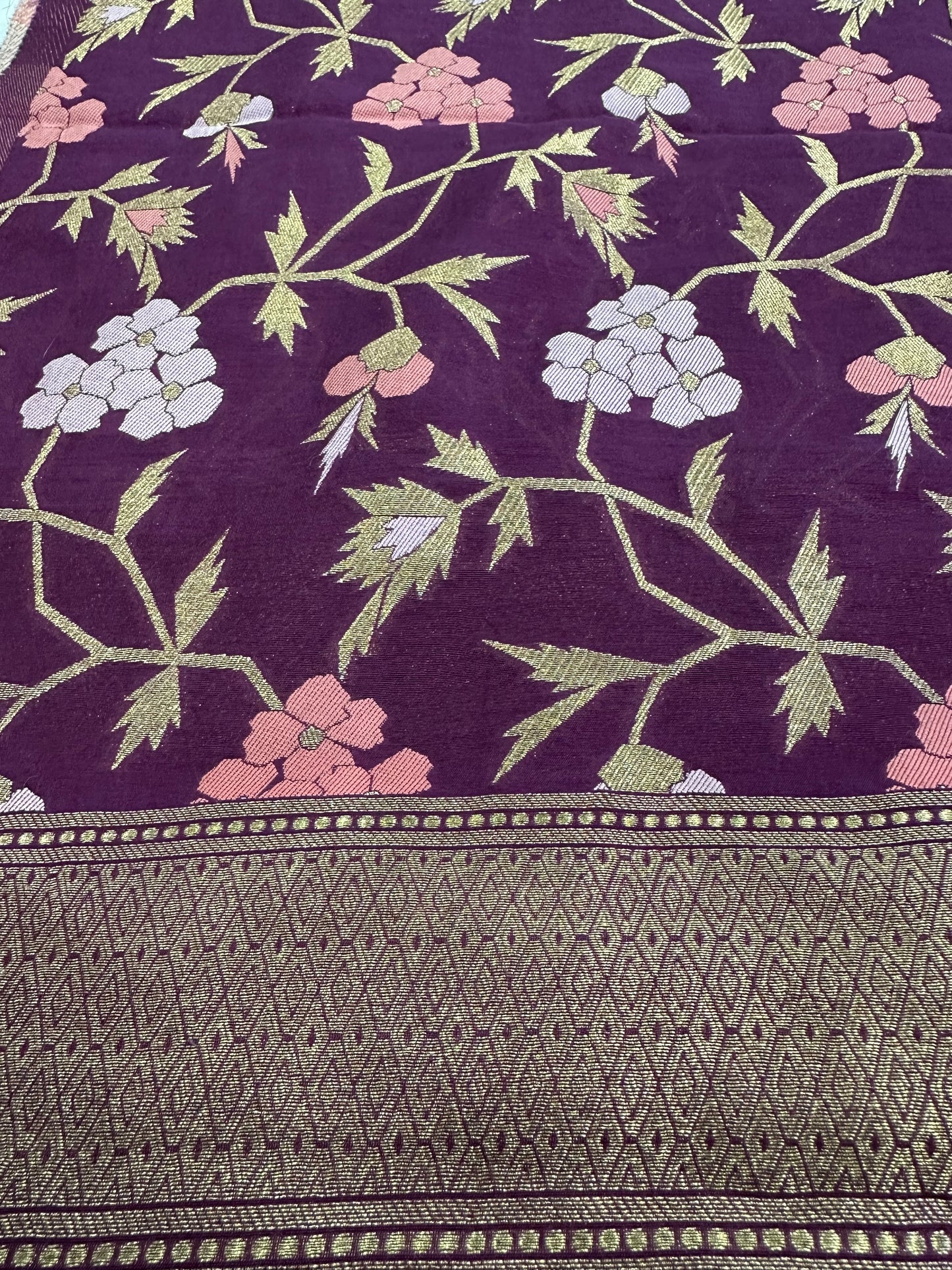 Purple Banarasi Cotton Suit Set