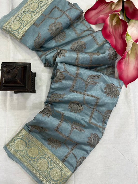 Grey Kheecha Silk Saree