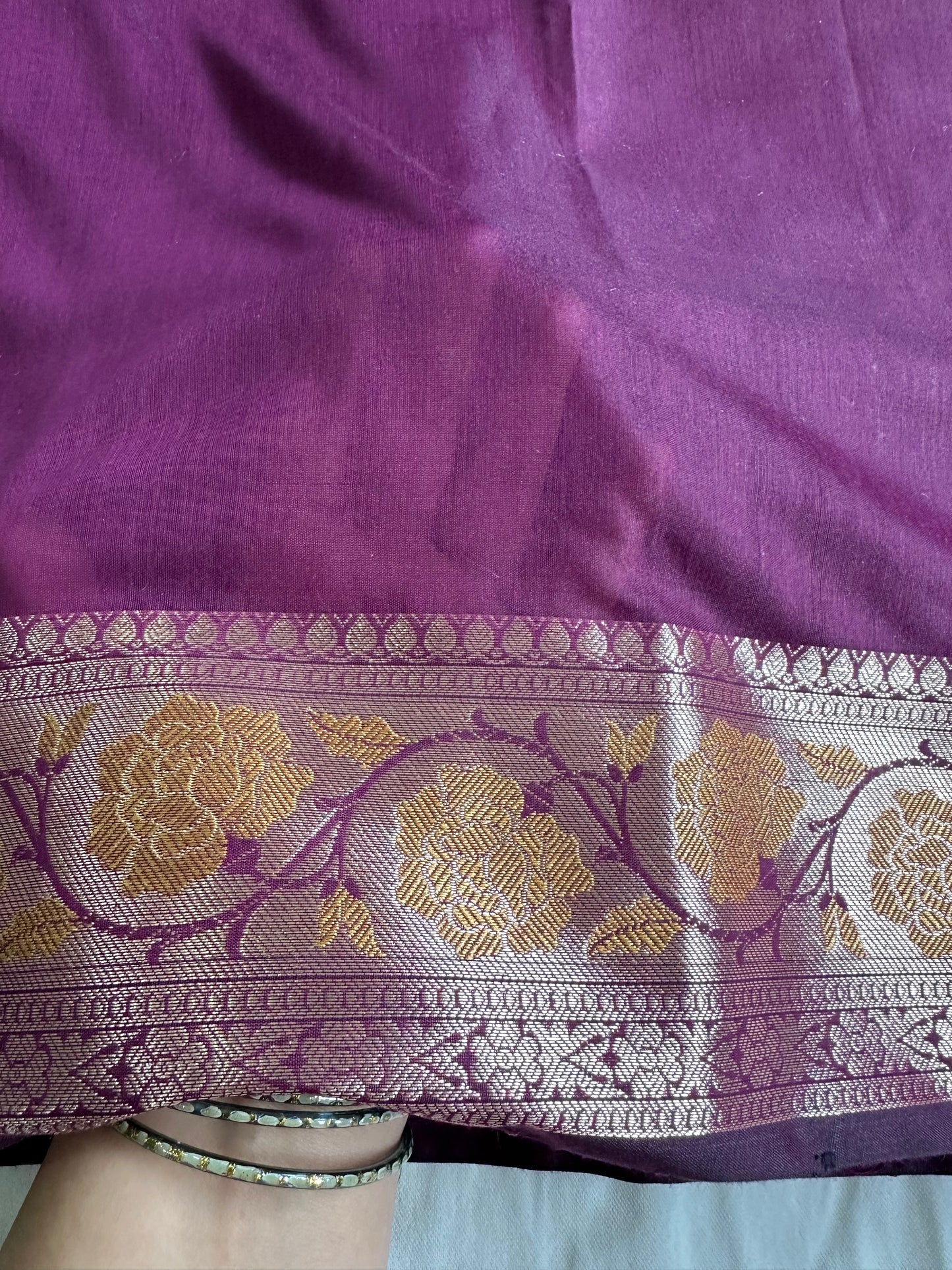 Deep Purple with Gold Cotton Saree