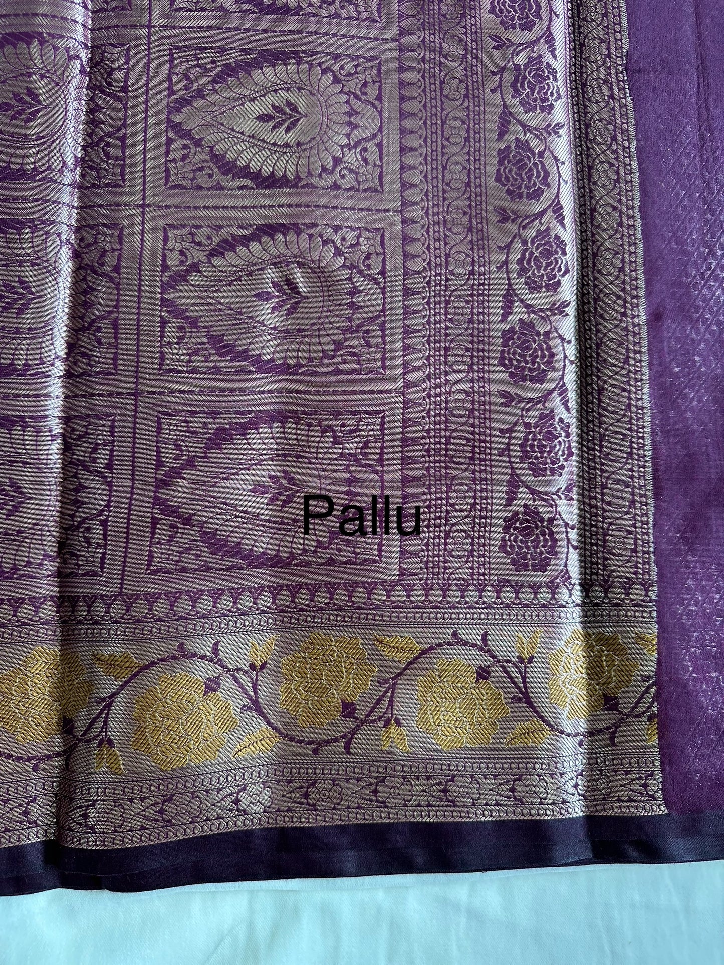 Deep Purple with Gold Cotton Saree