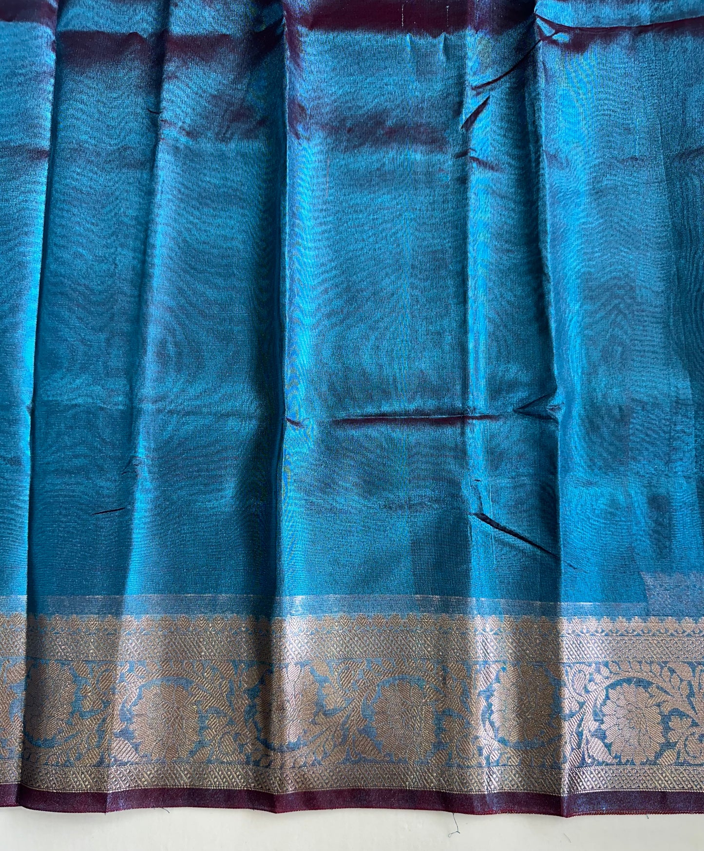 Blue Metallic Tissue Border Saree