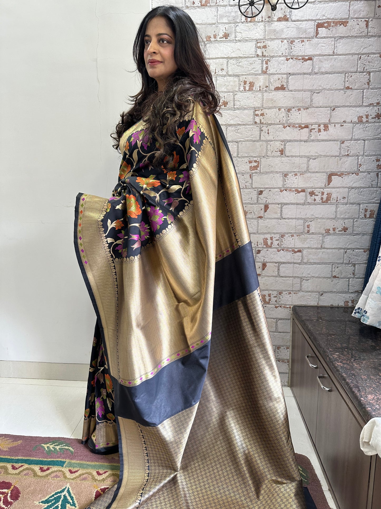 Black Katan Silk Naina Saree