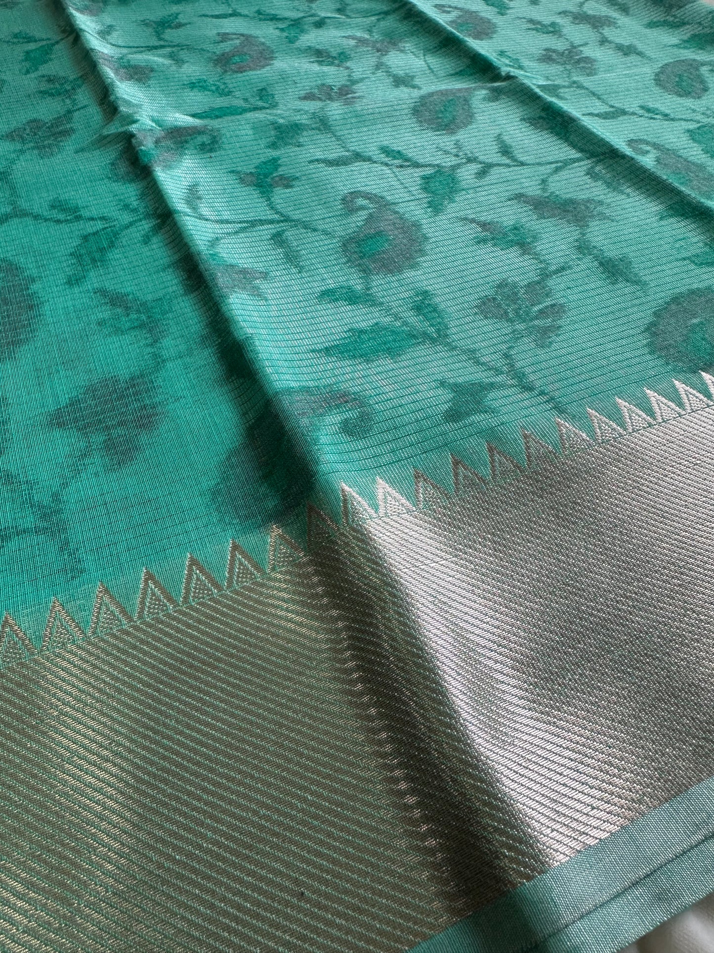 Rama Green Mangalgiri Print Saree
