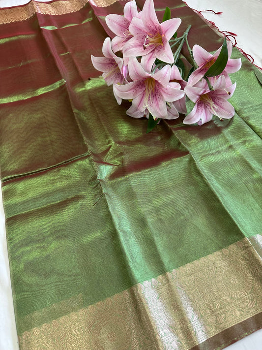 Green Tissue Border Saree