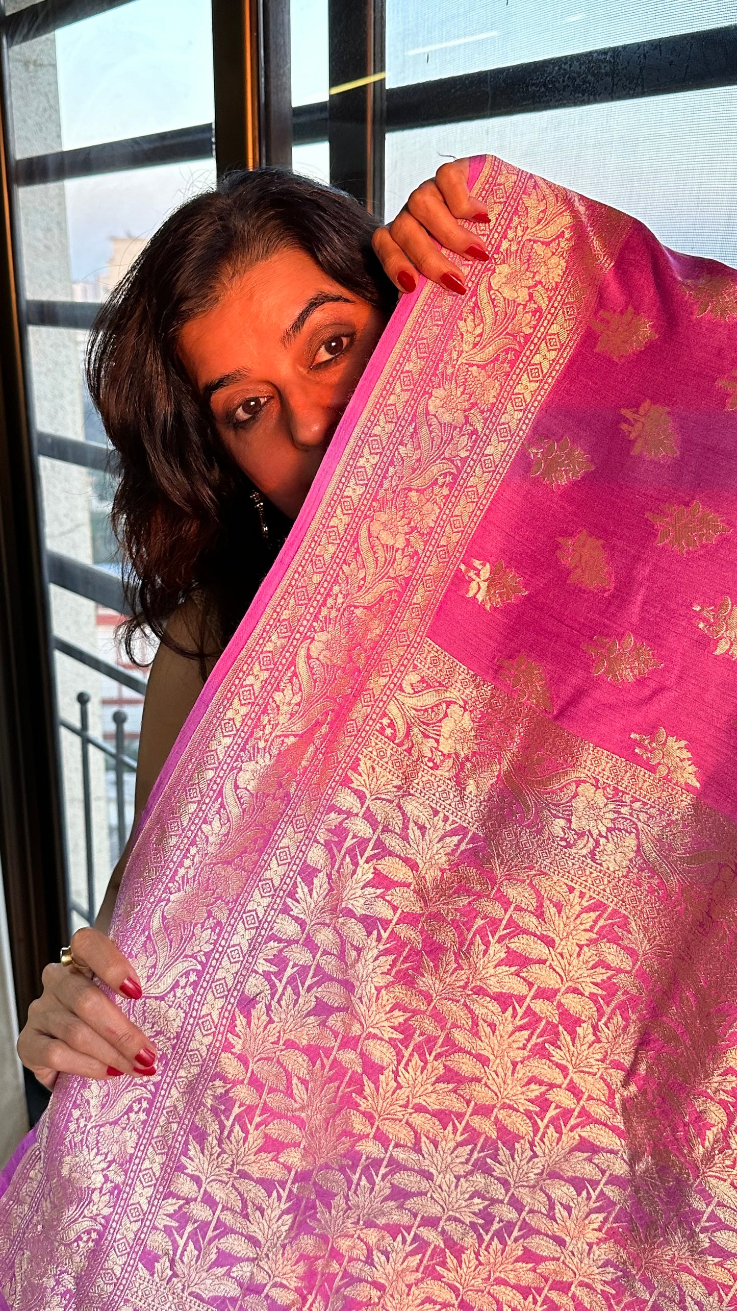 Purple Pure Moonga Silk Saree