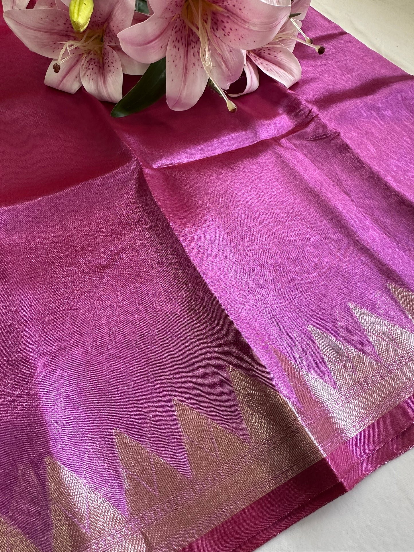 Purple Tissue Border Saree