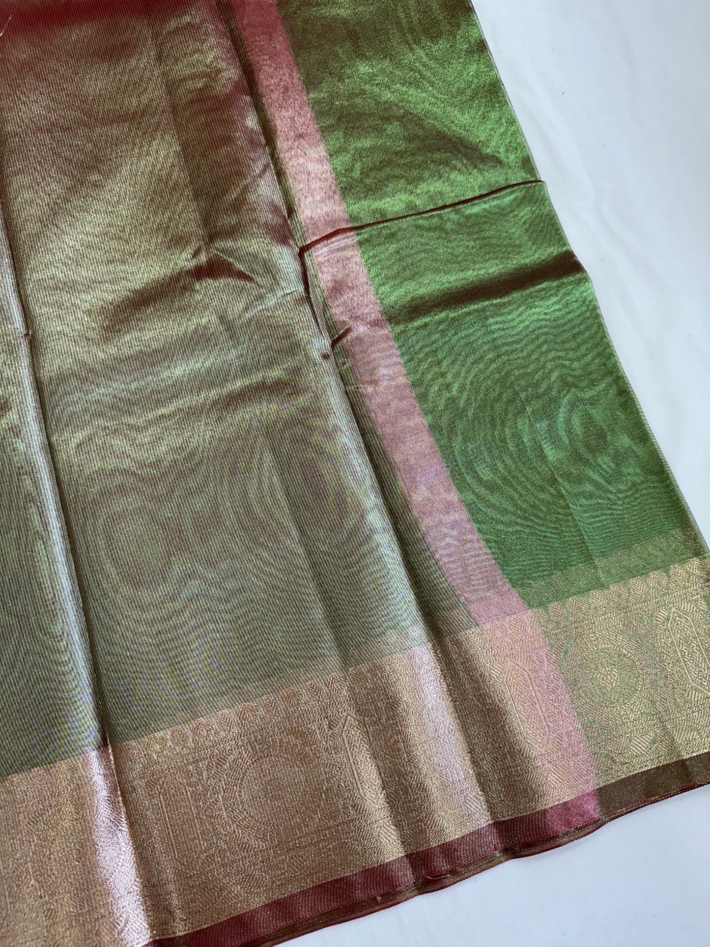Green Tissue Border Saree