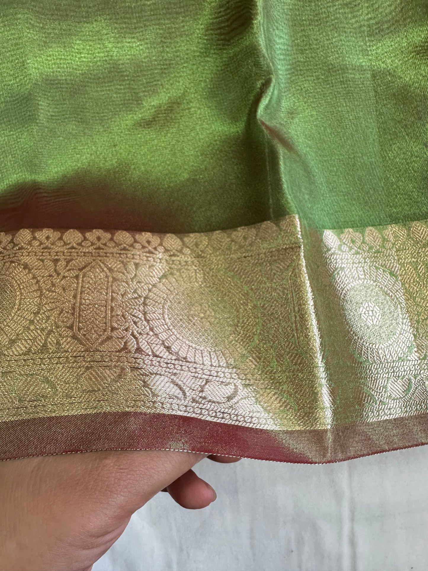 Green Tissue Border Saree