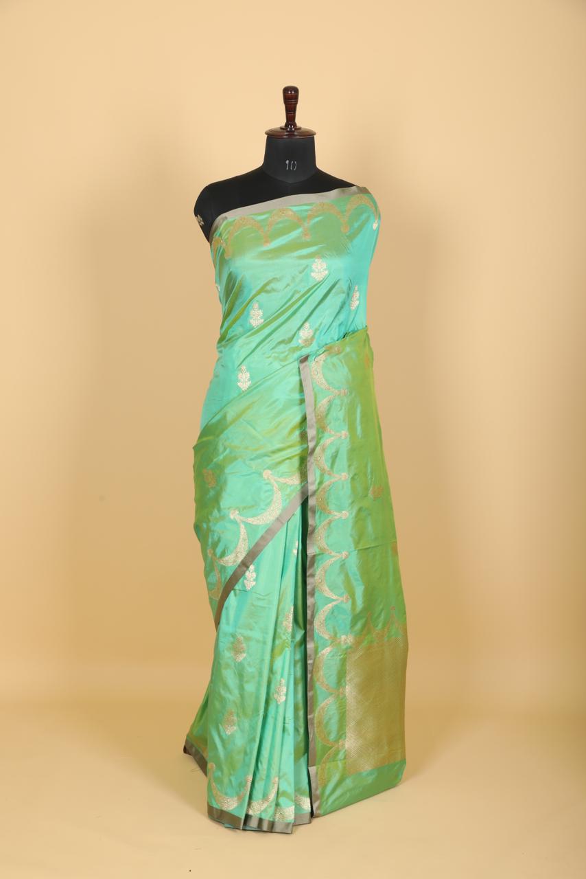 PURE KATAN SILK SAREE- MINT GREEN