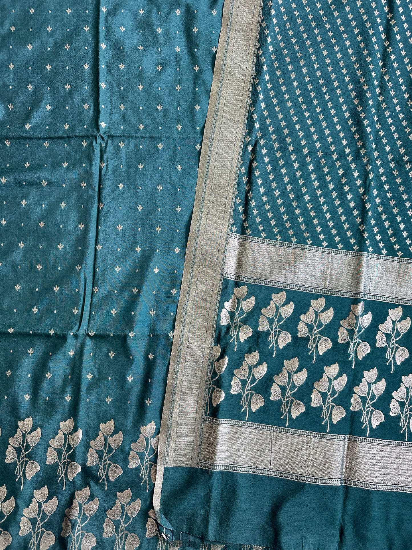 Green Banarasi Cotton Suit Set