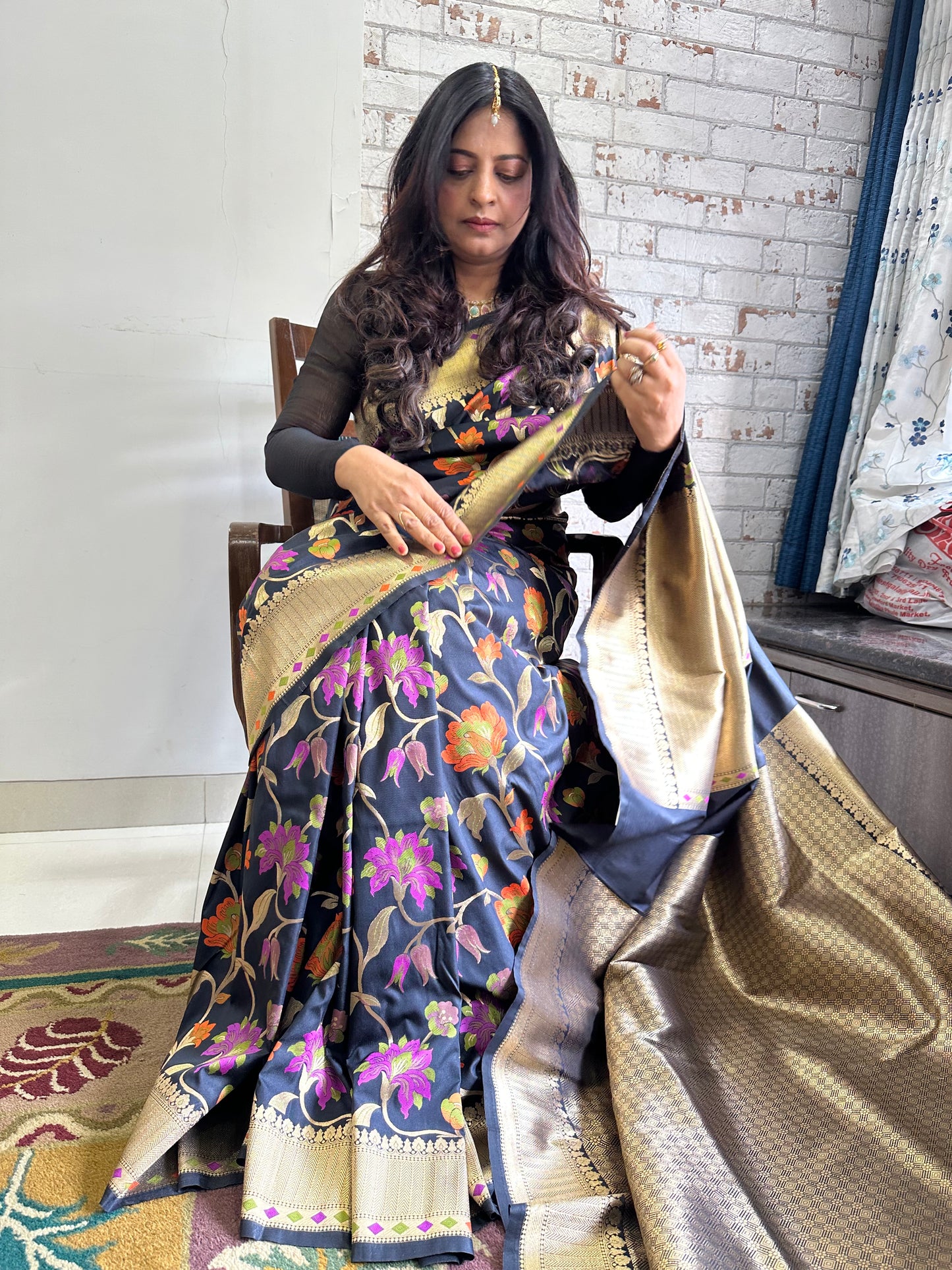 Black Katan Silk Naina Saree