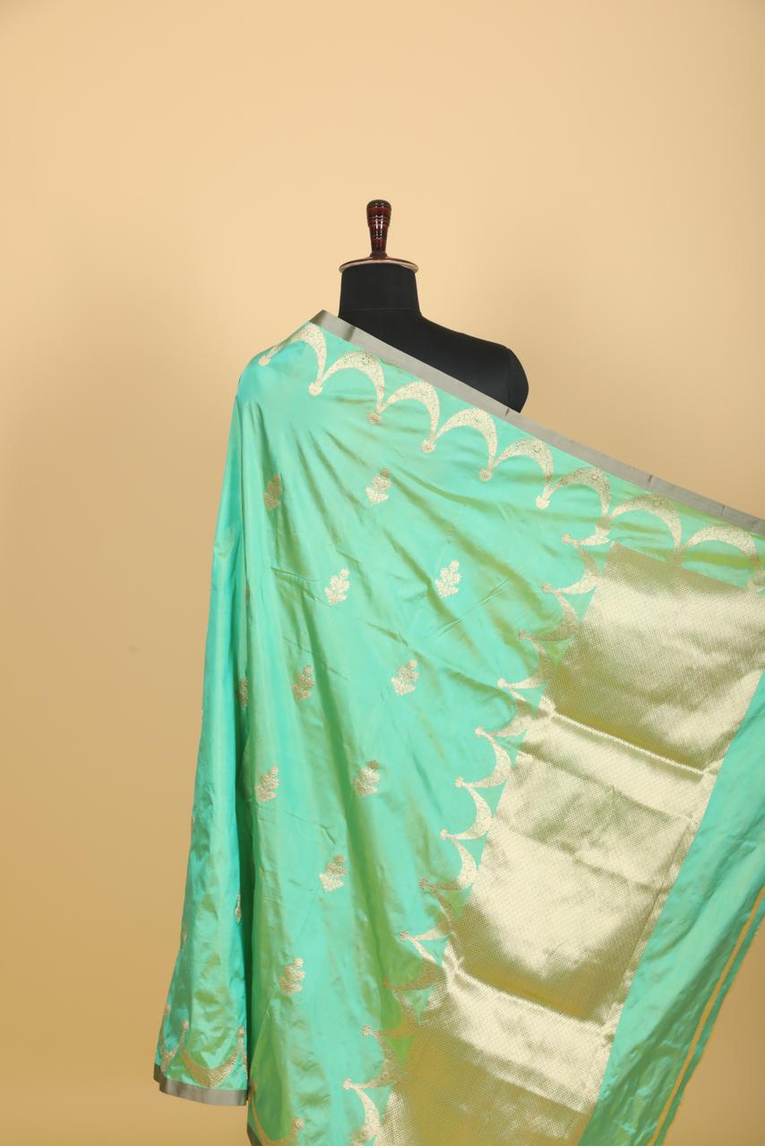 PURE KATAN SILK SAREE- MINT GREEN