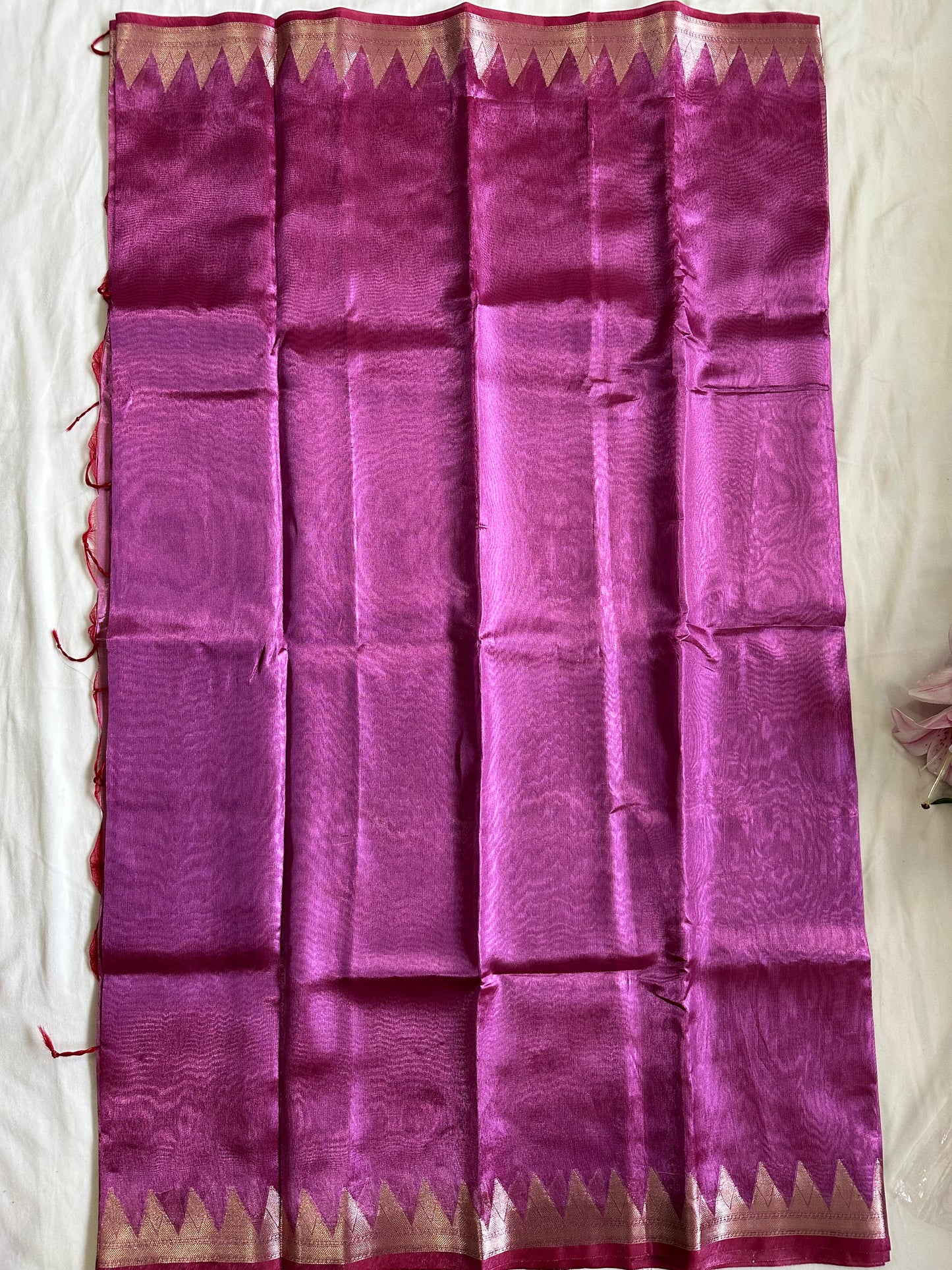 Purple Tissue Border Saree