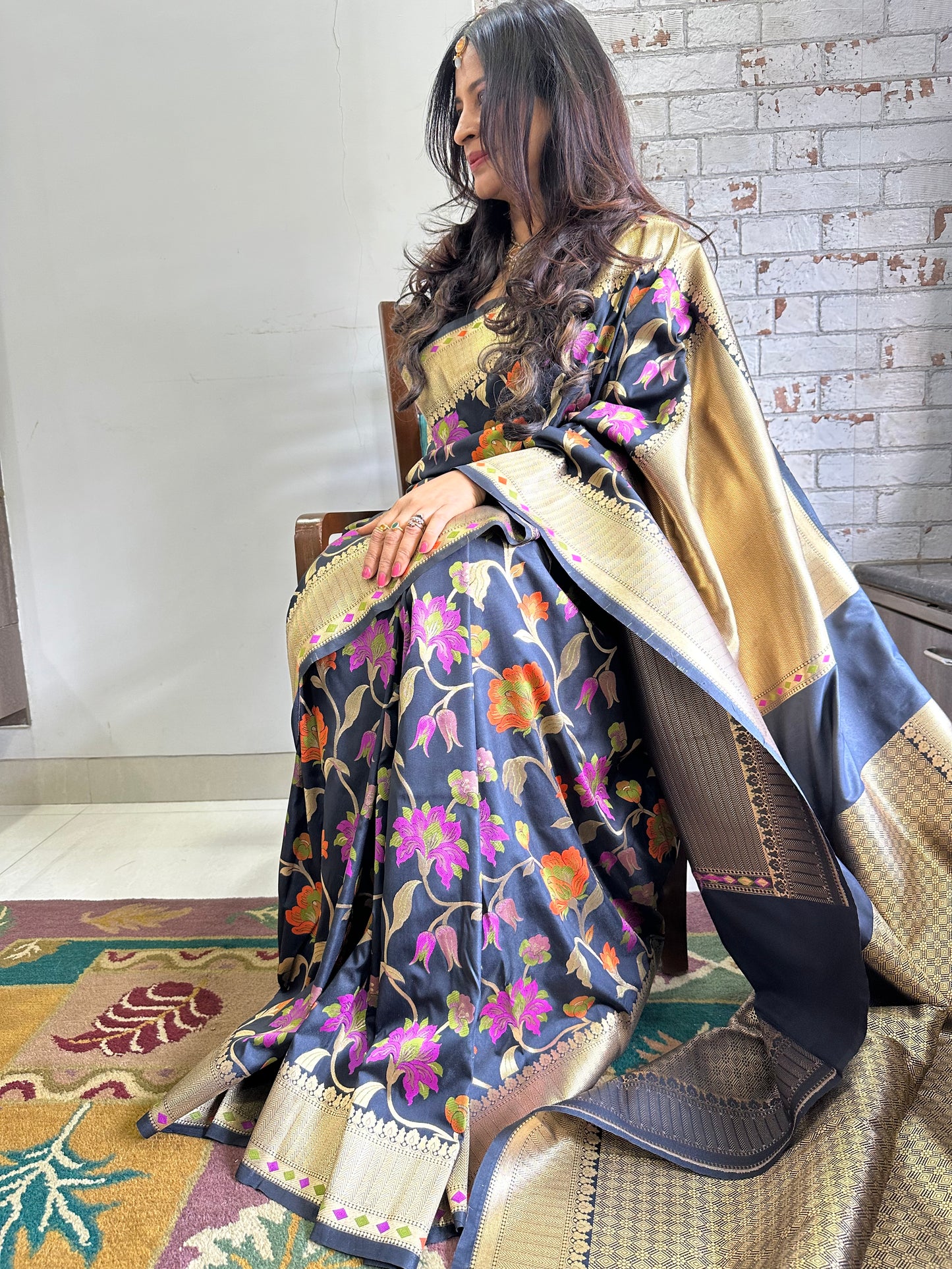 Black Katan Silk Naina Saree