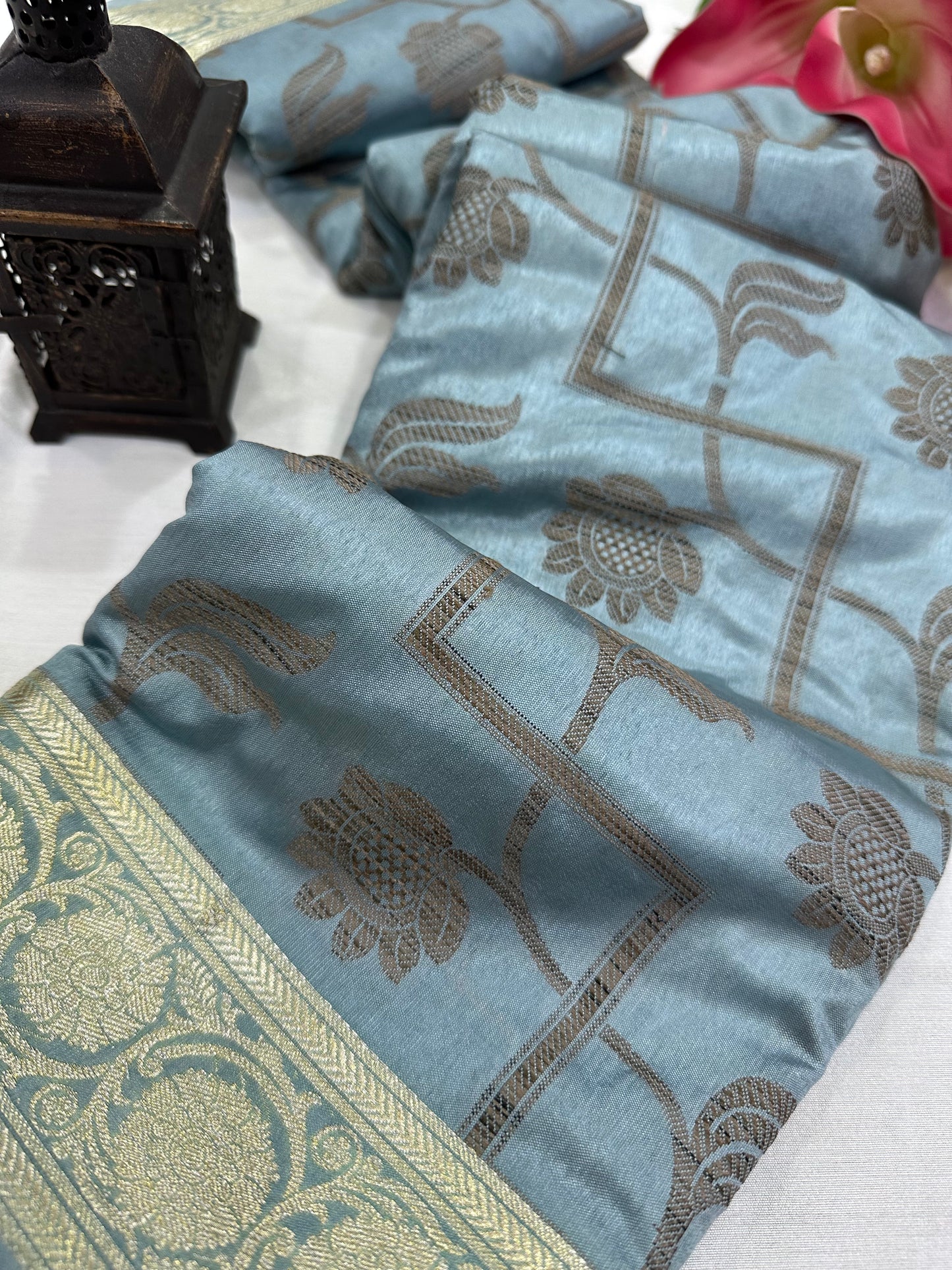 Grey Kheecha Silk Saree