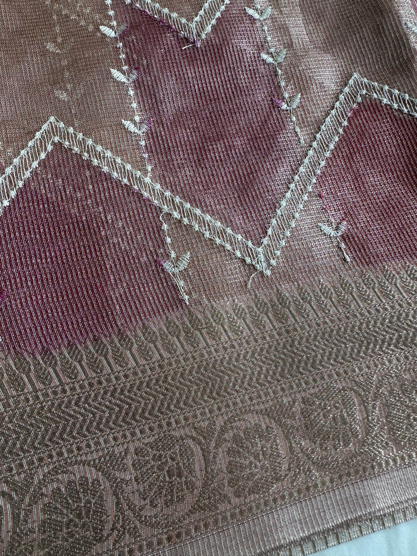 Champagne Net Tissue Silk Saree