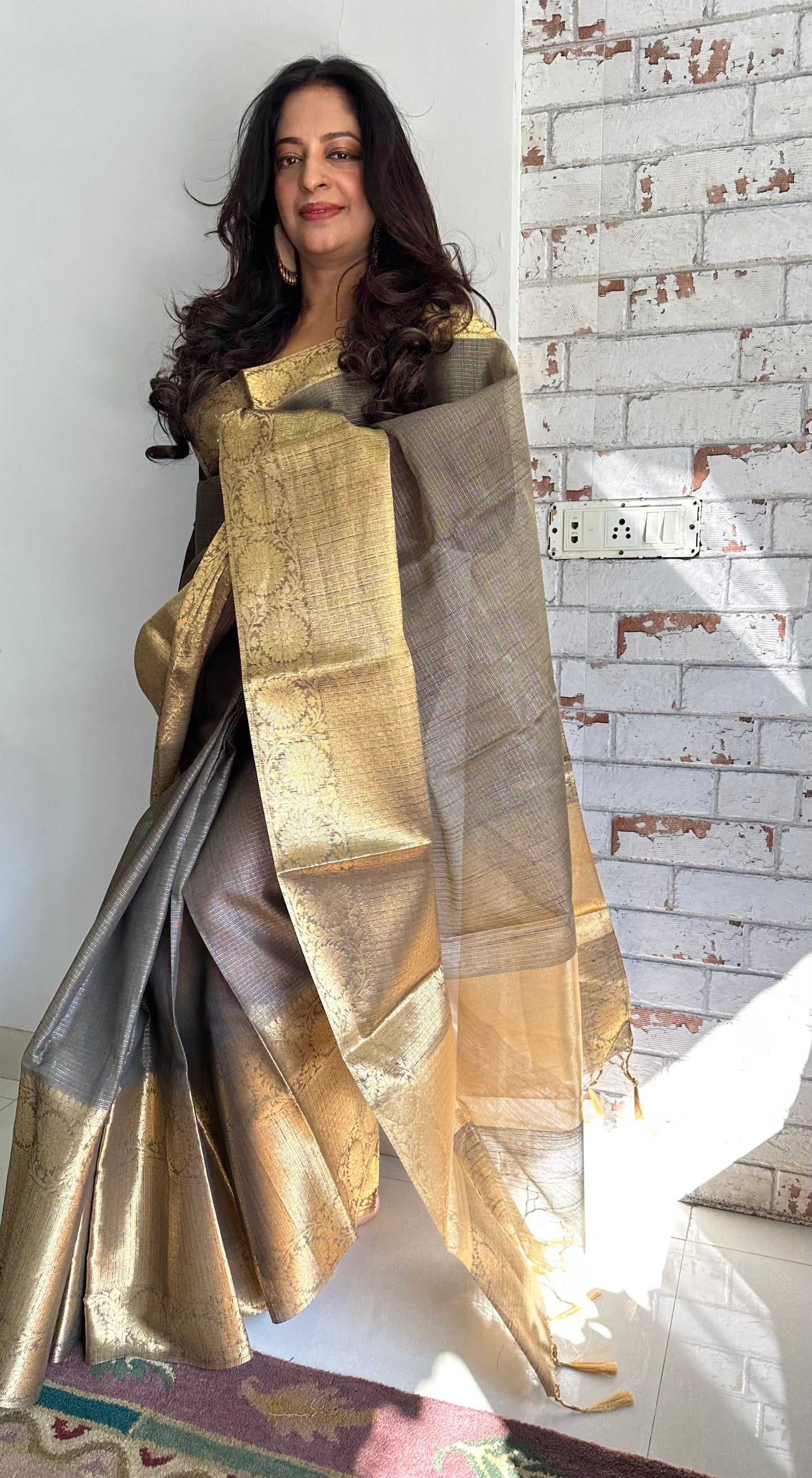 Black and Gold Tissue Silk Saree