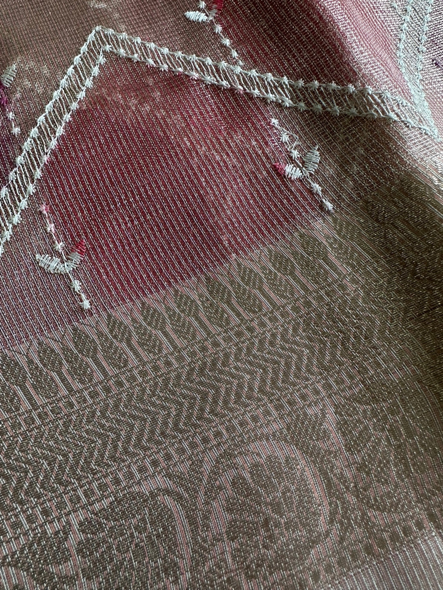 Champagne Net Tissue Silk Saree