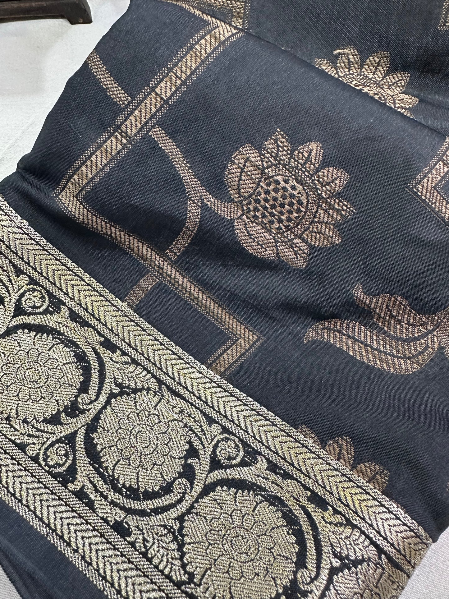 Black Kheecha Silk Saree