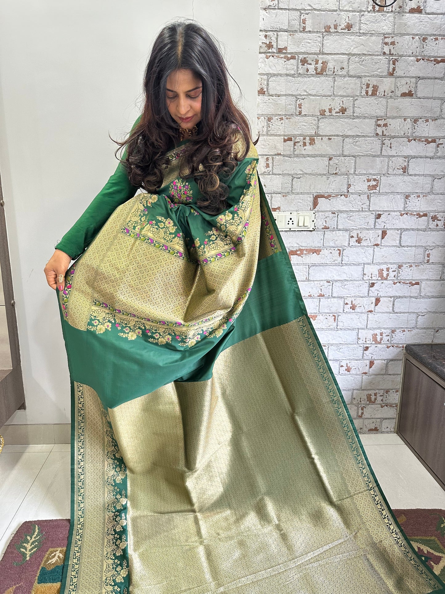 Green Banarasi Katan Silk Saree