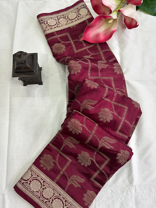 Maroon Kheecha Silk Saree