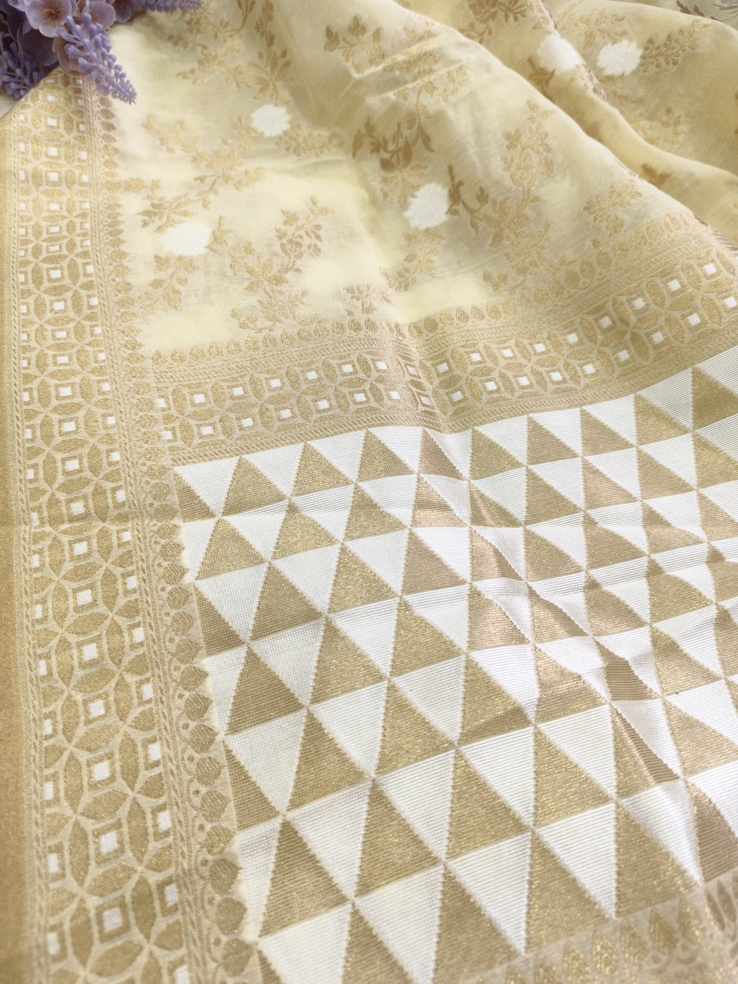 Pastel Yellow Banarasi Cotton Suit Set