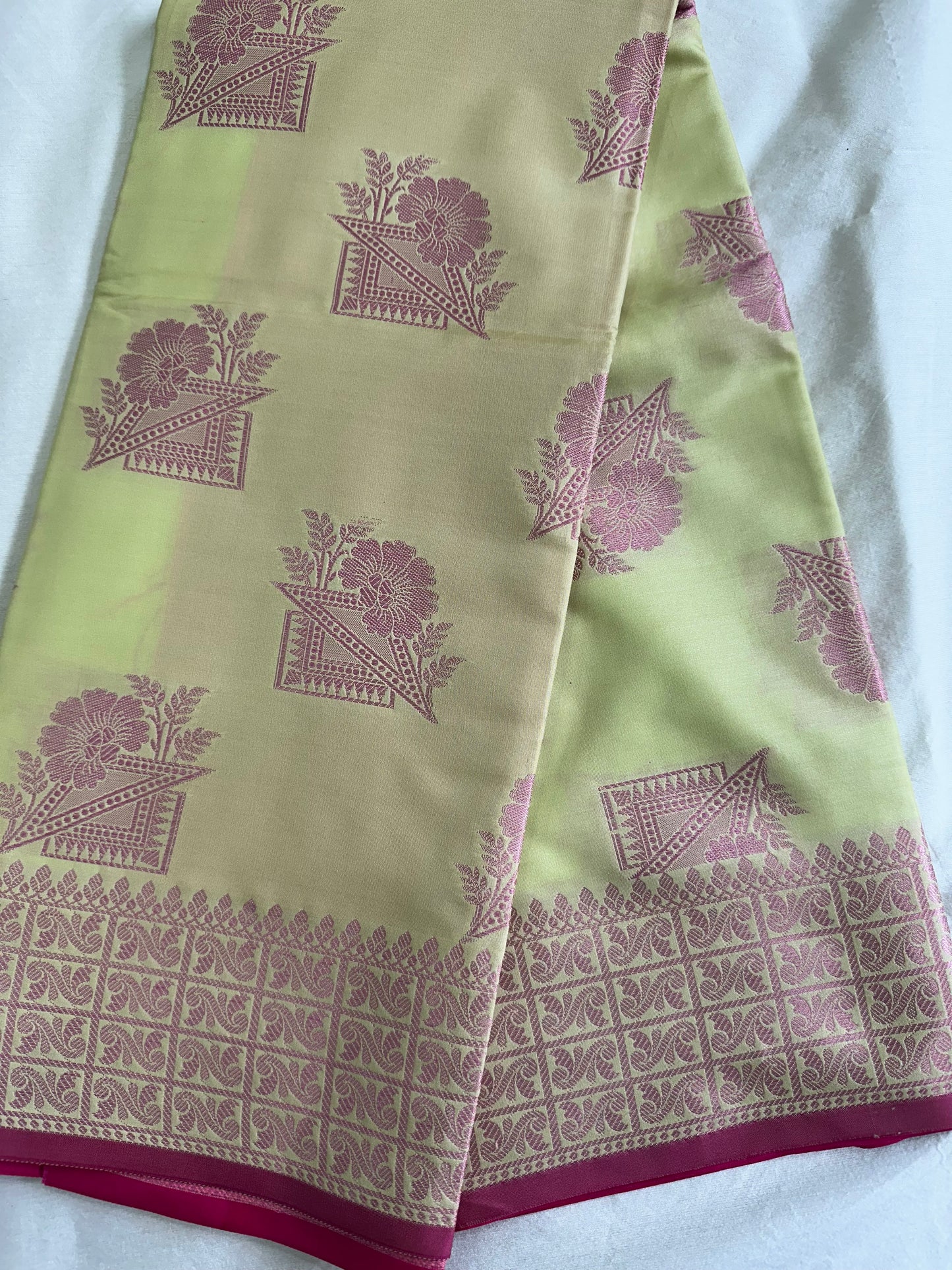 Pastel green Banarasi Silk Saree