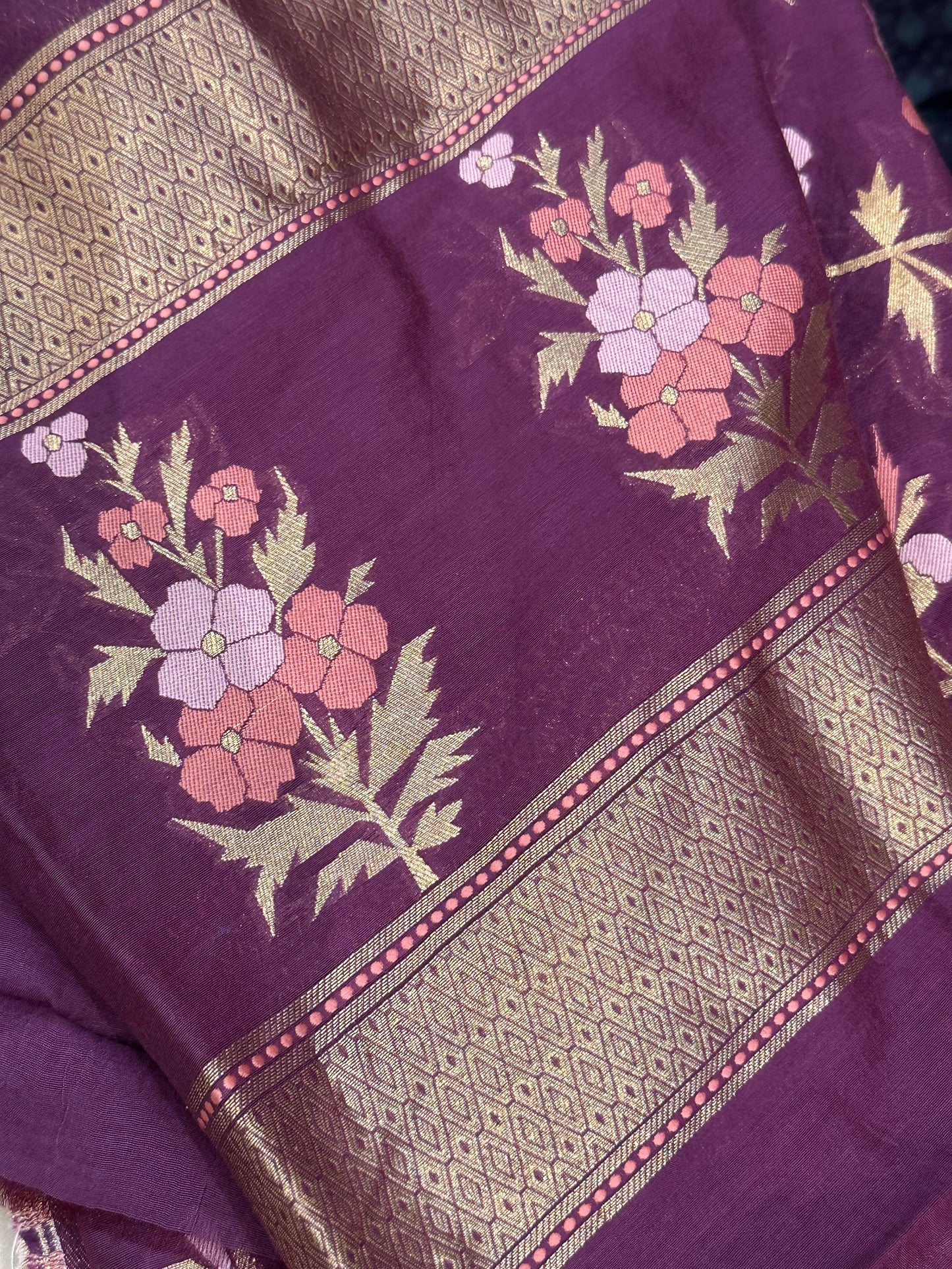 Purple Banarasi Cotton Suit Set