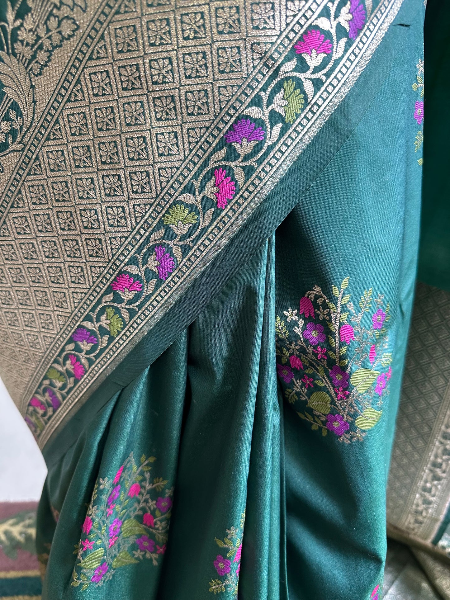 Green Banarasi Katan Silk Saree