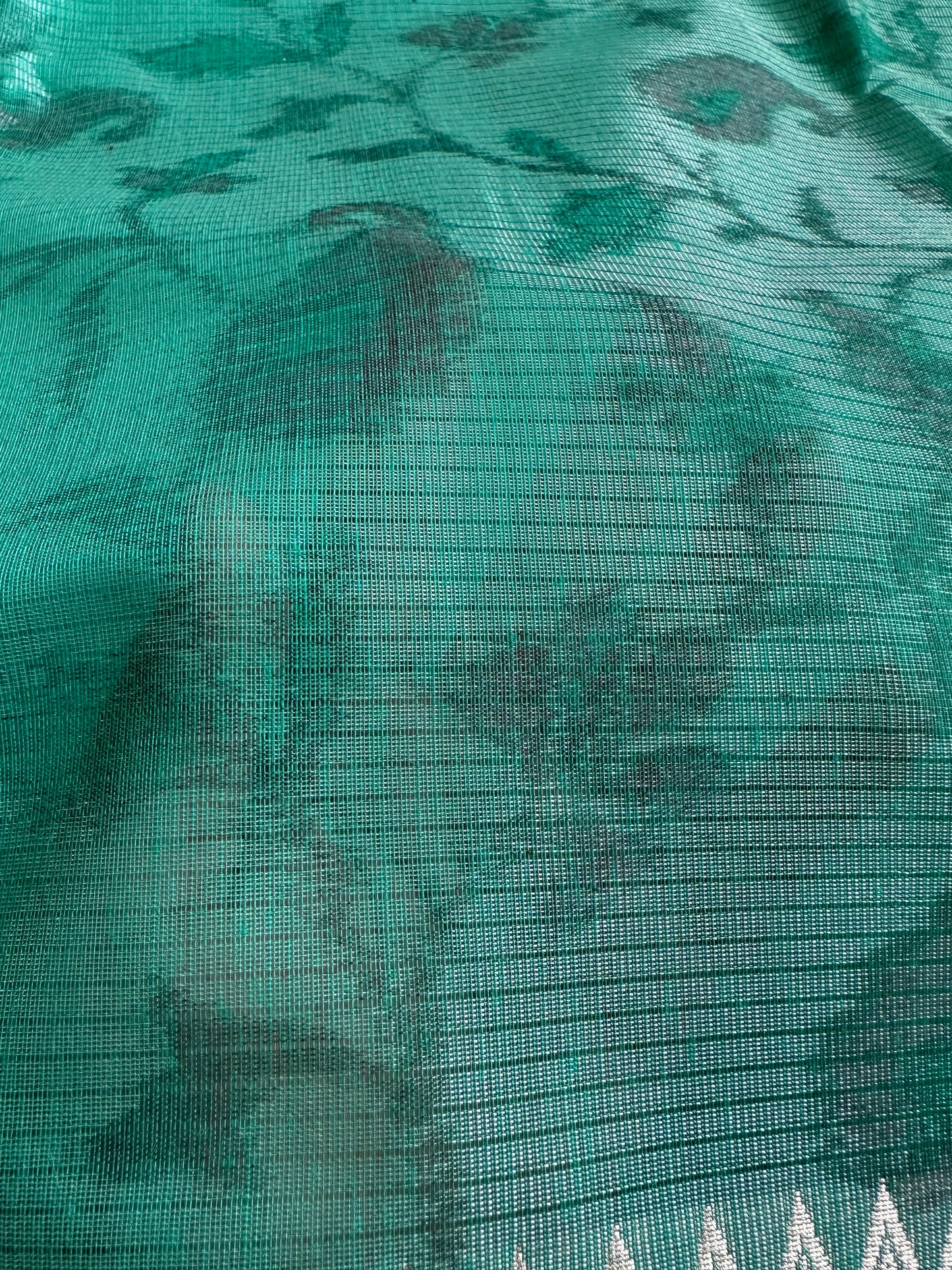 Rama Green Mangalgiri Print Saree