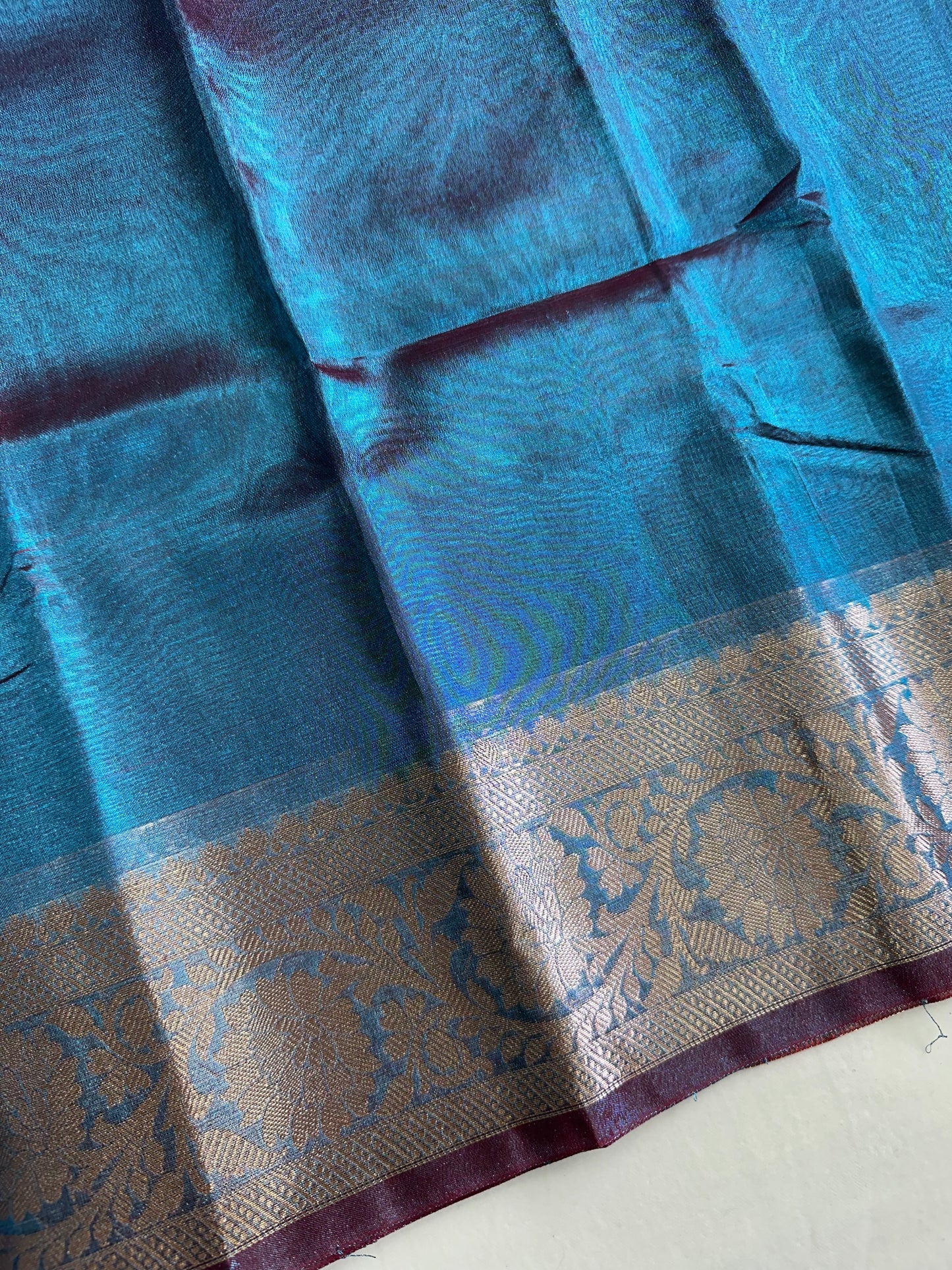 Blue Metallic Tissue Border Saree