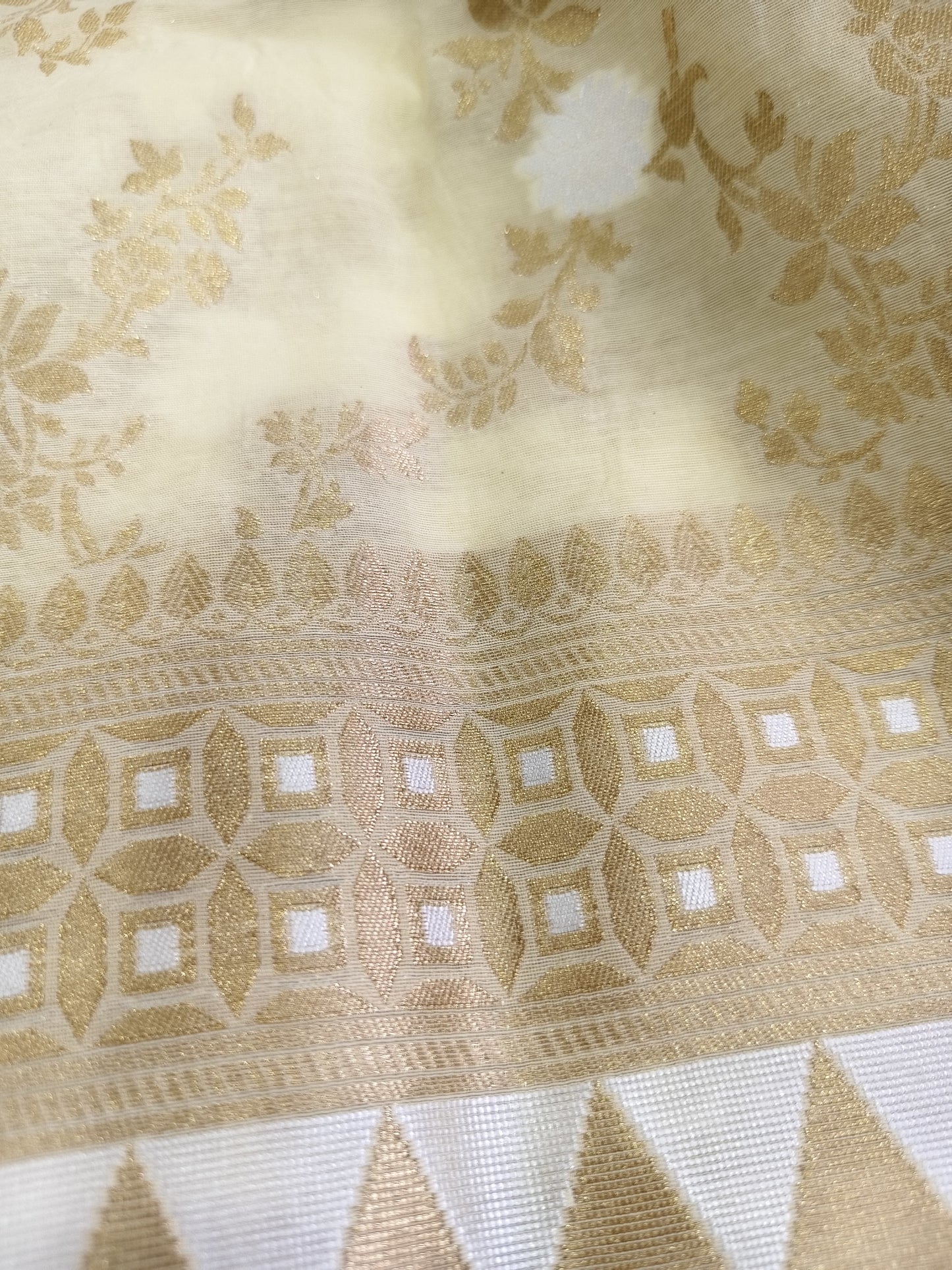 Pastel Yellow Banarasi Cotton Suit Set