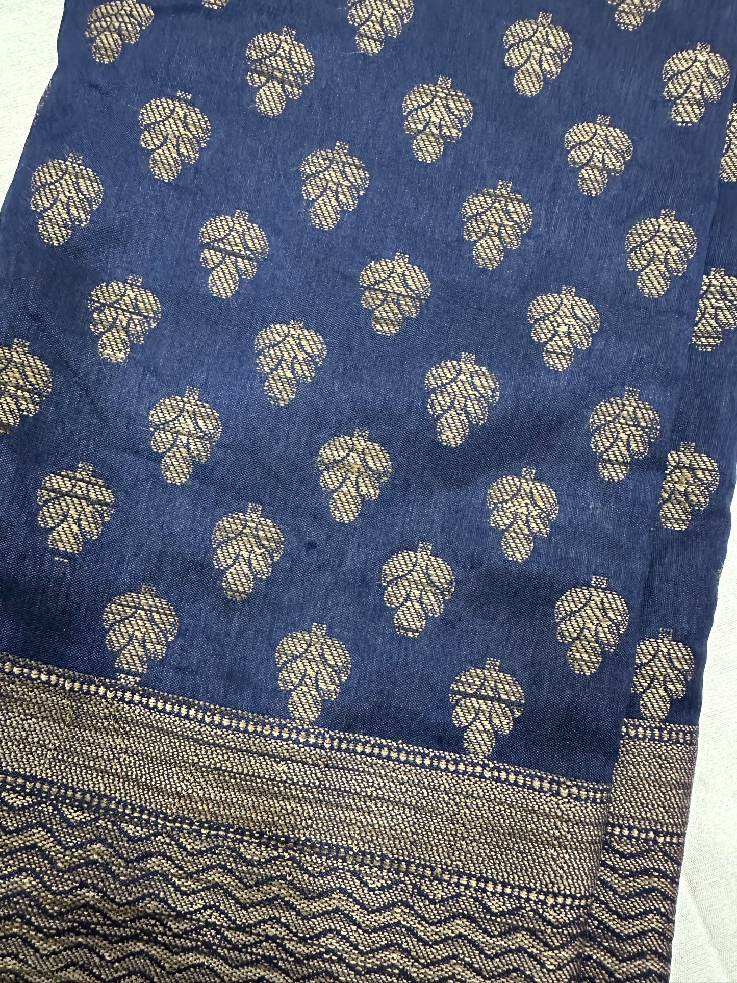 Blue Khicha Silk Saree