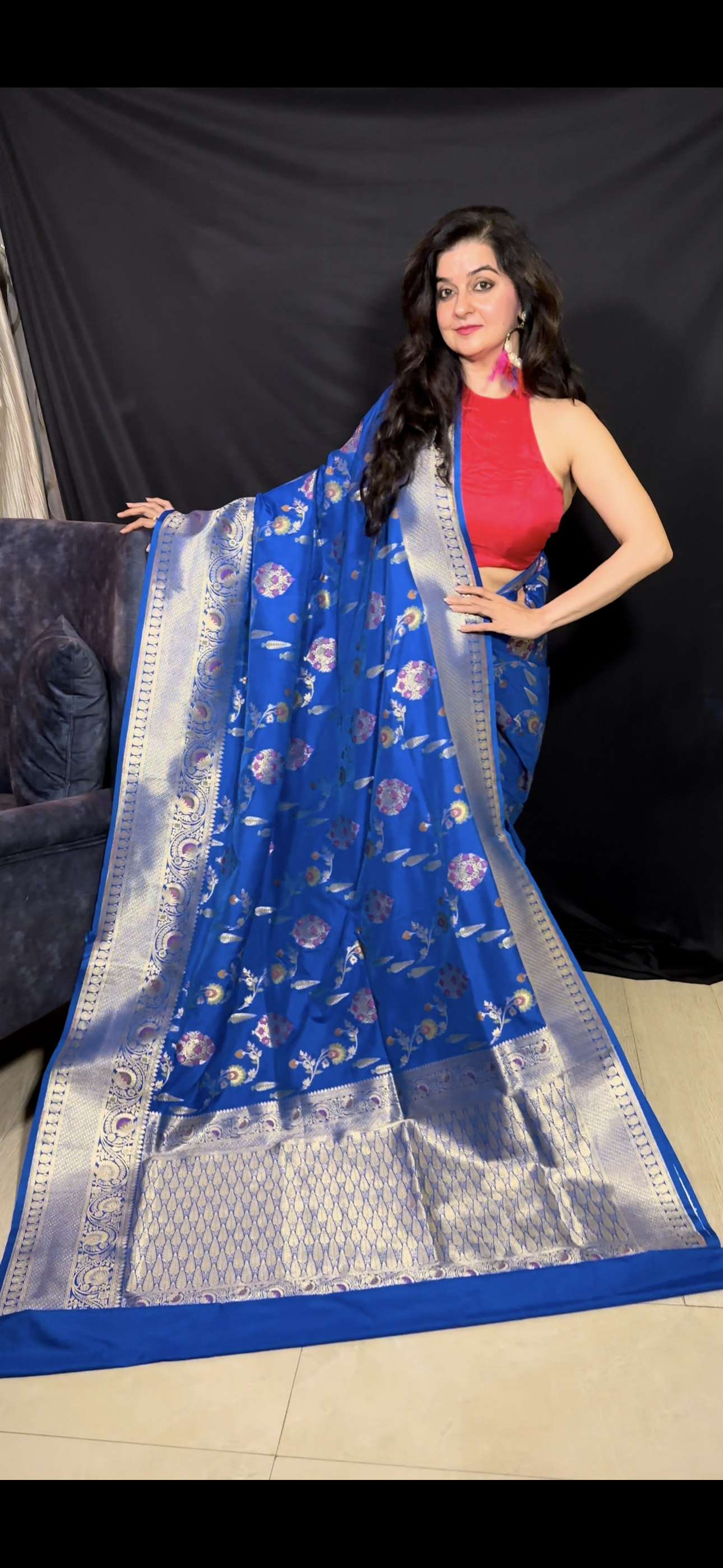 Royal Blue Katan Silk Saree