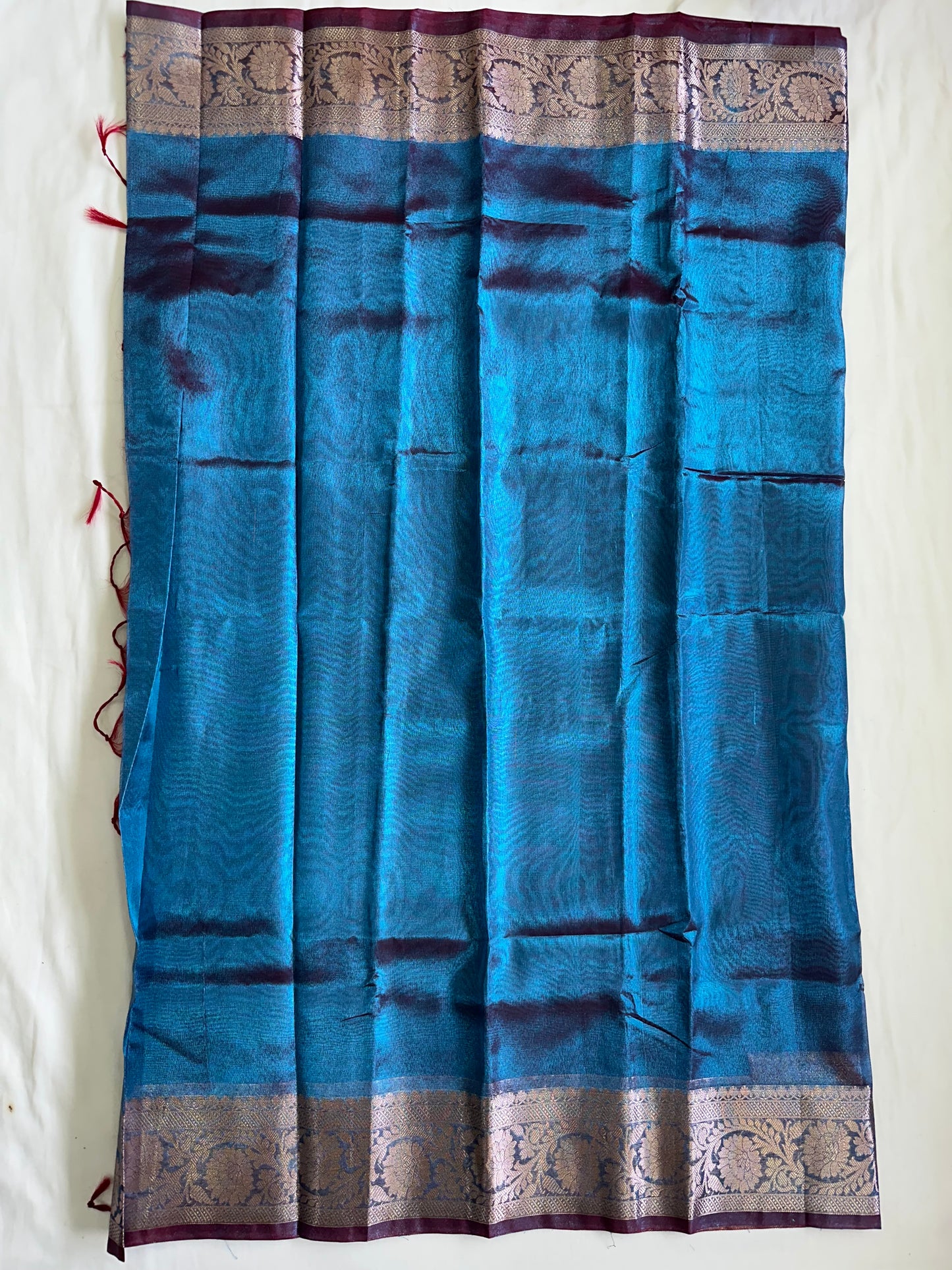 Blue Metallic Tissue Border Saree