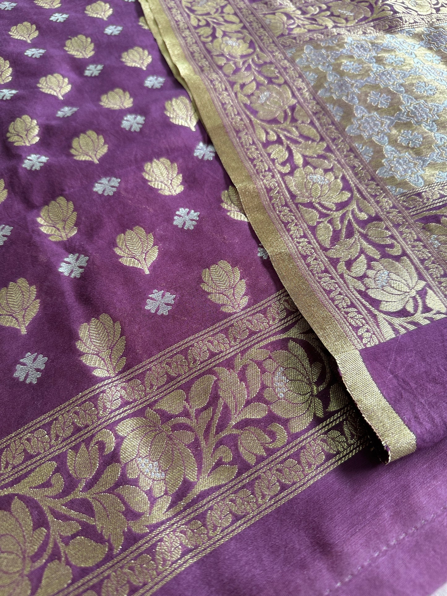 Purple Banarasi Cotton Suit Set