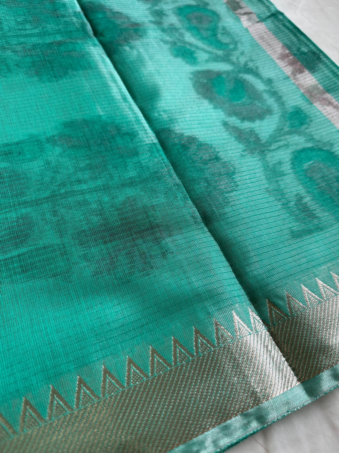 Rama Green Mangalgiri Print Saree