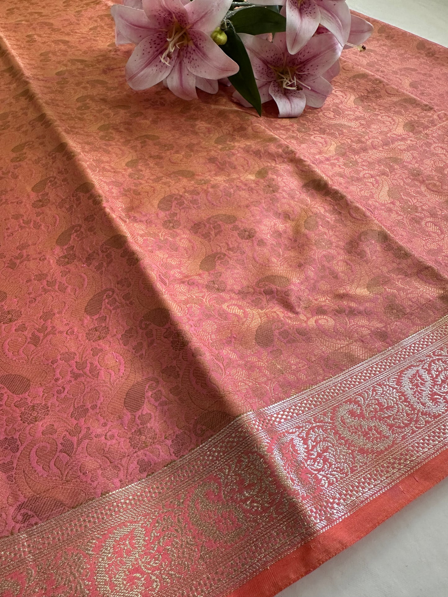 Pink Paisley Tanchui Saree